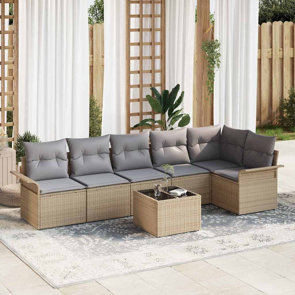 Gartensofa-set mit Kissen 6 pcs Schwarz Poly-Rattan
