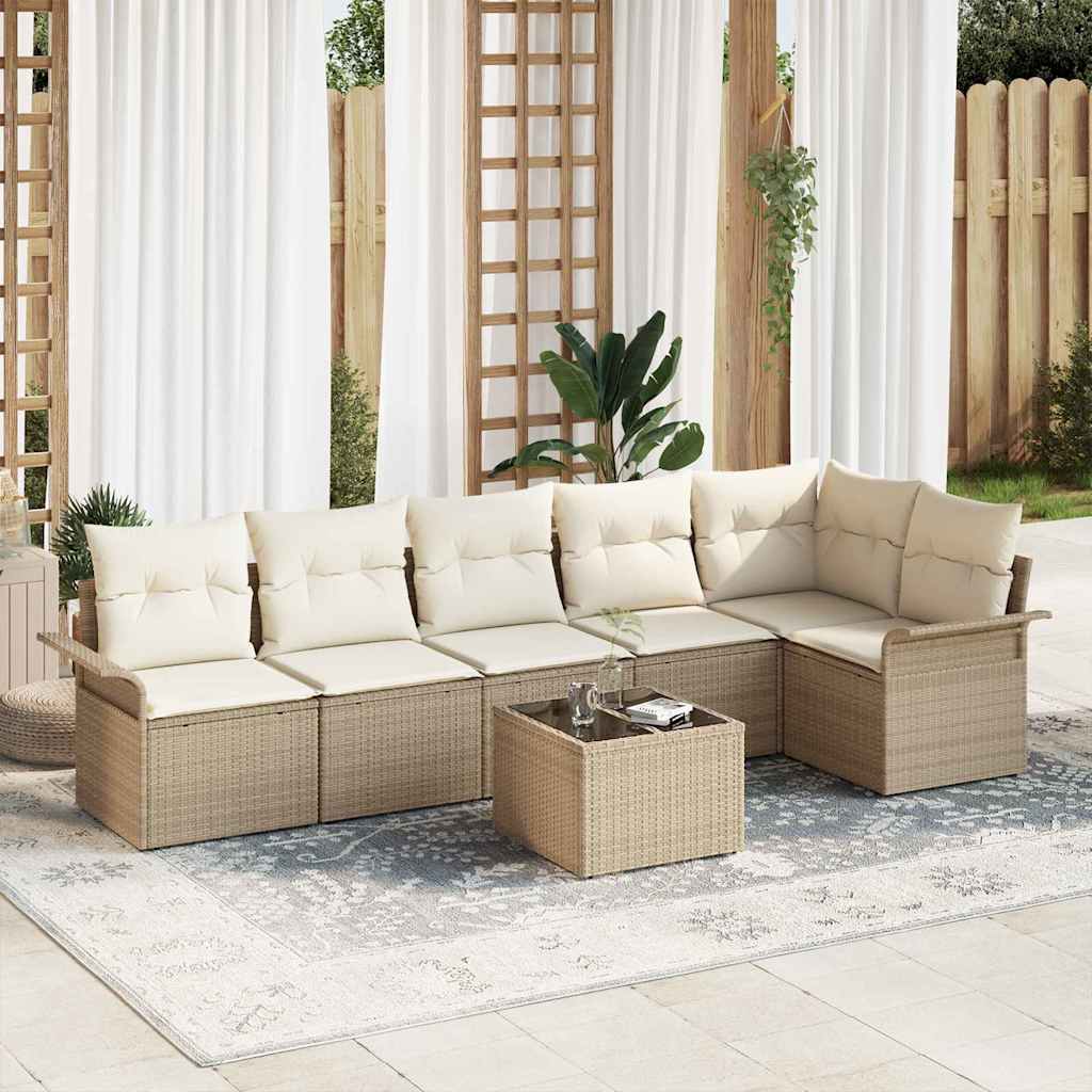 Gartensofa-set mit Kissen 6 pcs Schwarz Poly-Rattan