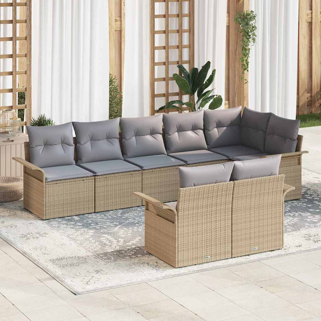 Gartensofa-set mit Kissen 8 pcs Schwarz Poly-Rattan