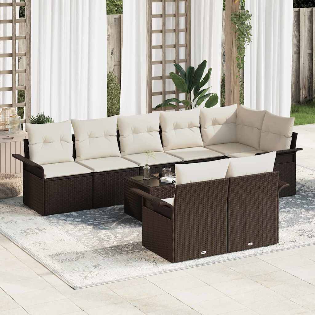 Gartensofa-set mit Kissen 8 pcs Schwarz Poly-Rattan