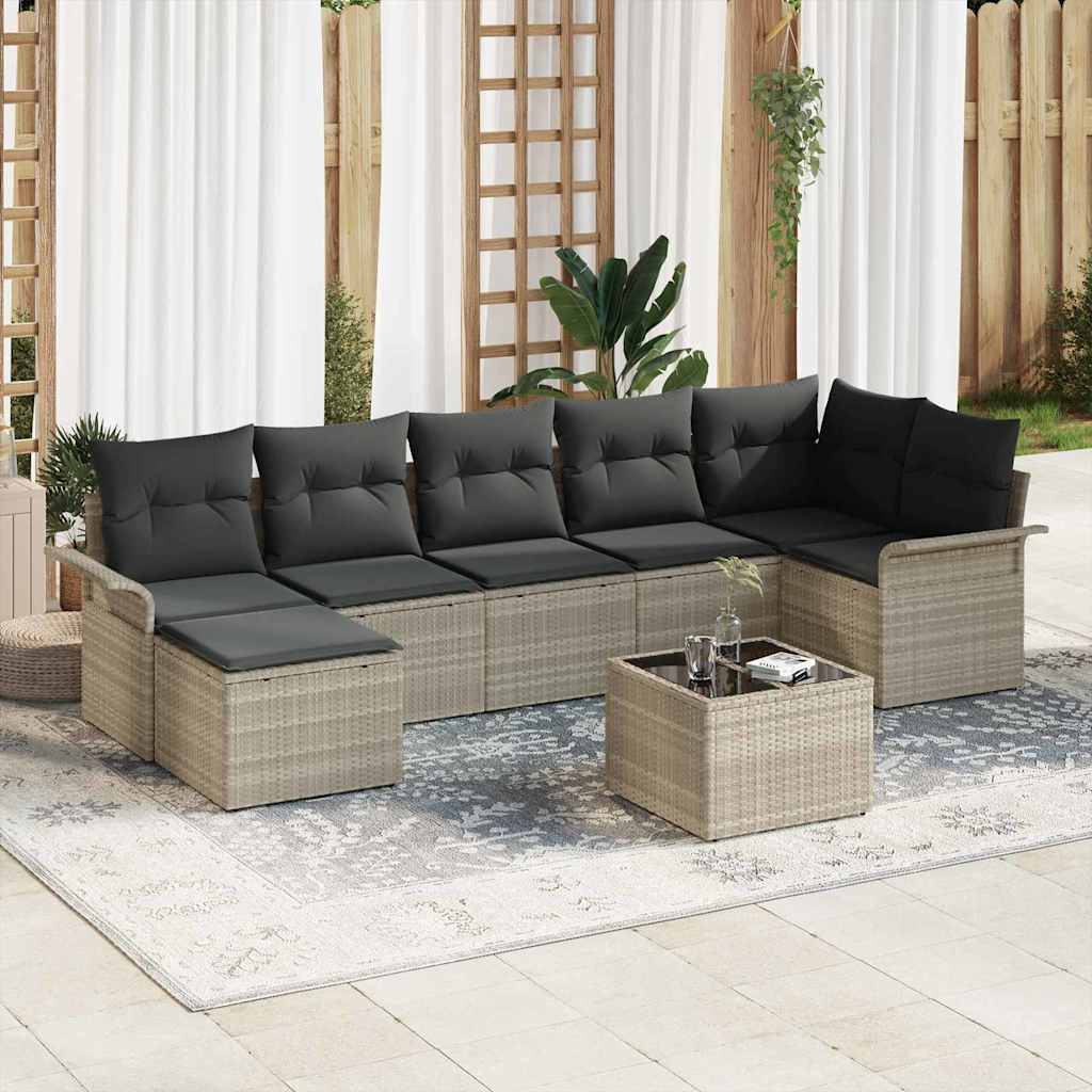 Gartensofa-set mit Kissen 7 pcs Schwarz Poly-Rattan