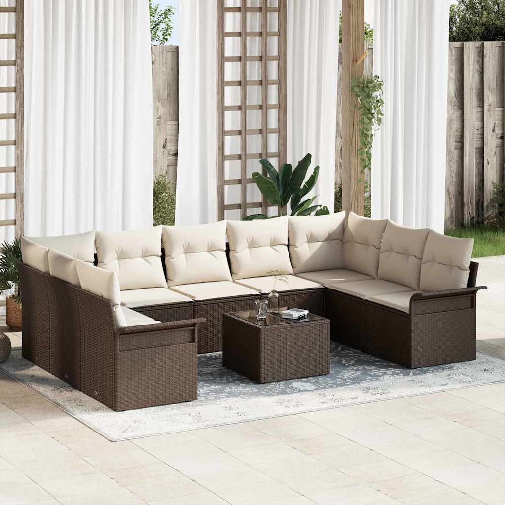Gartensofa-set mit Kissen Schwarz Poly-Rattan
