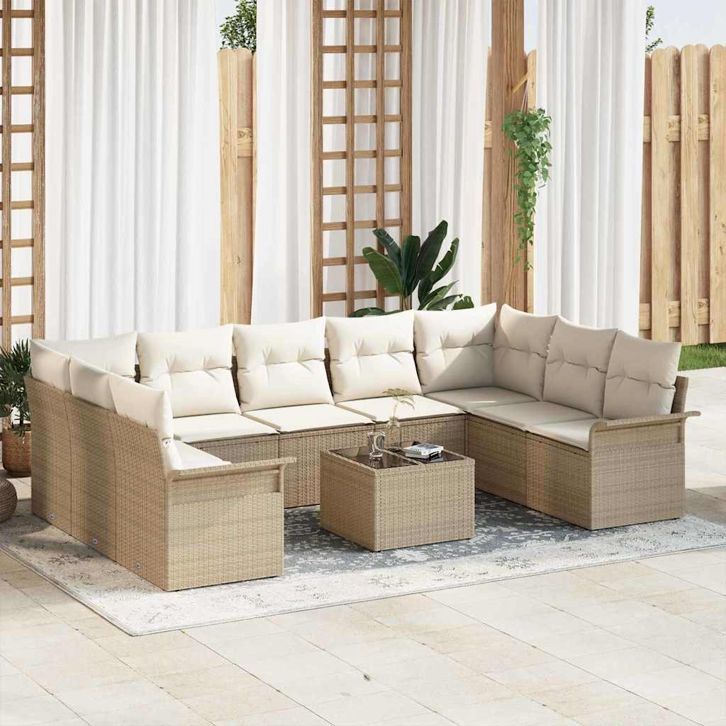 Gartensofa-set mit Kissen Schwarz Poly-Rattan