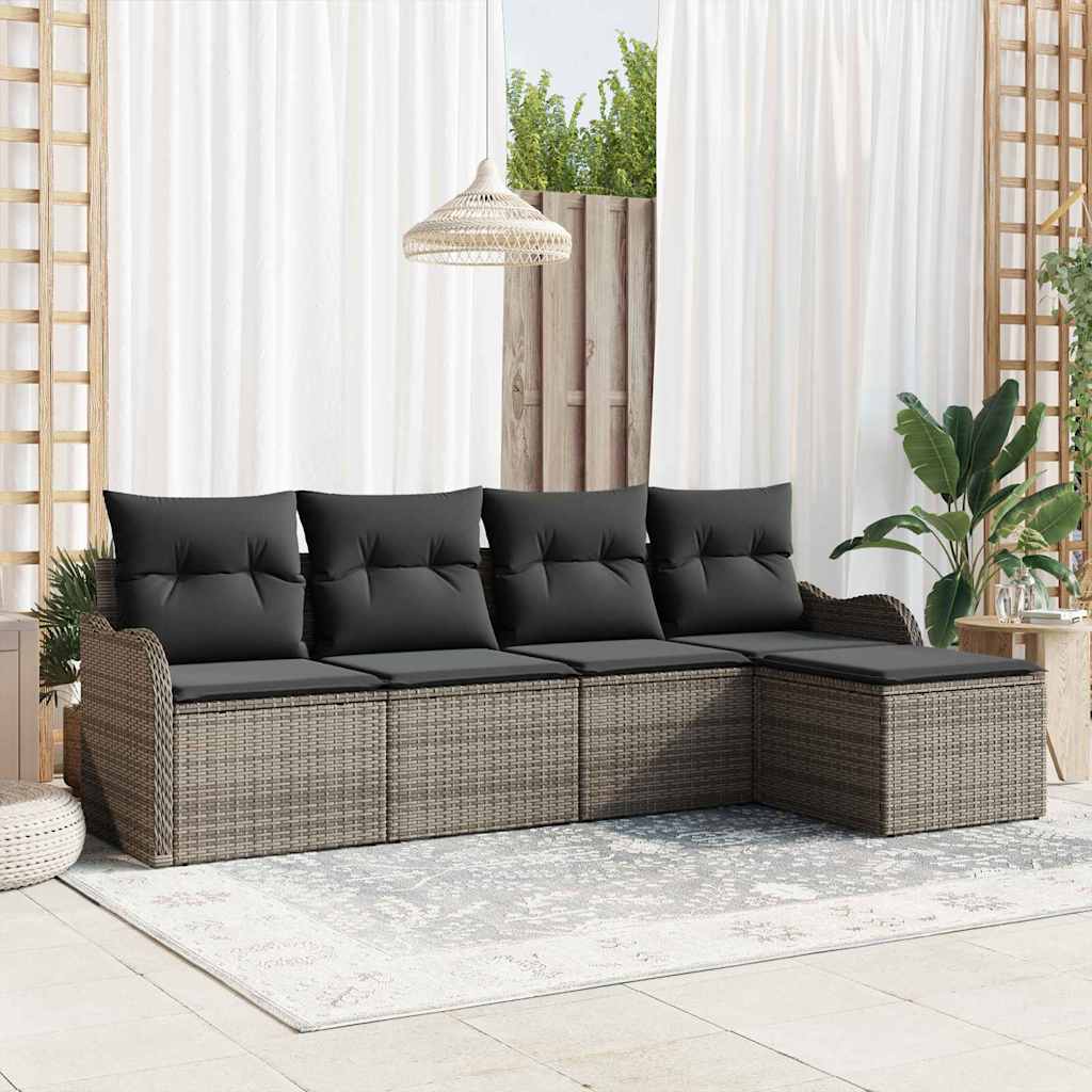Gartensofa-set Schwarz Poly-Rattan