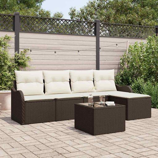 Gartensofa-set Schwarz Poly-Rattan