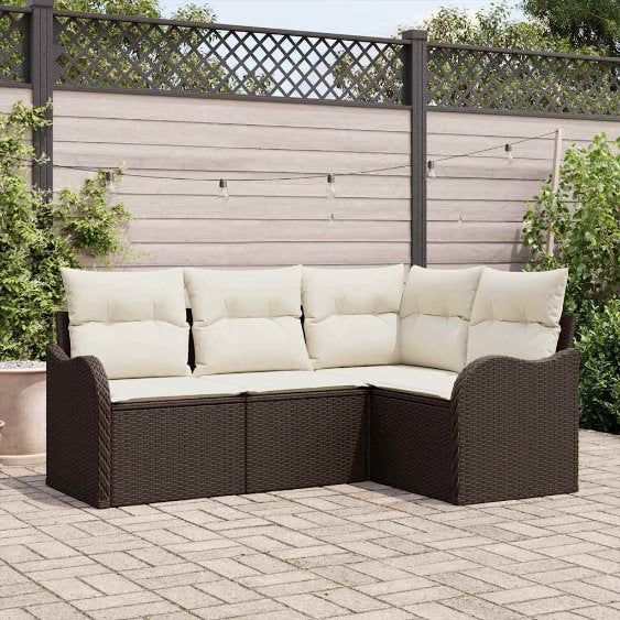 Gartensofa-set 4 pcs Schwarz Poly-Rattan