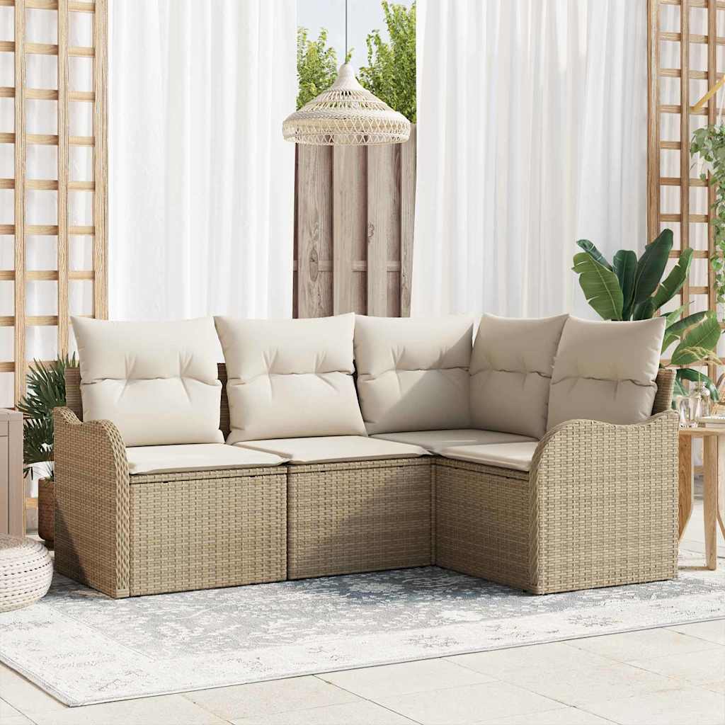 Gartensofa-set 4 pcs Schwarz Poly-Rattan