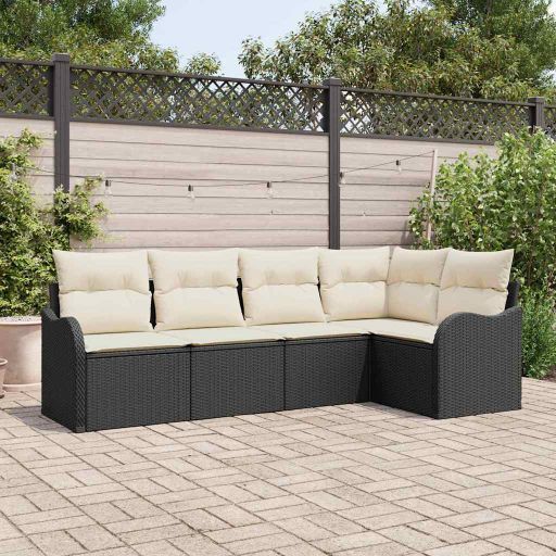 Gartensofa-set Schwarz Poly-Rattan