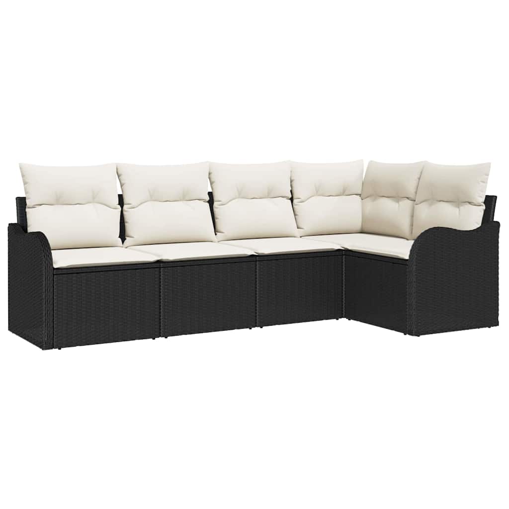 Gartensofa-set Schwarz Poly-Rattan