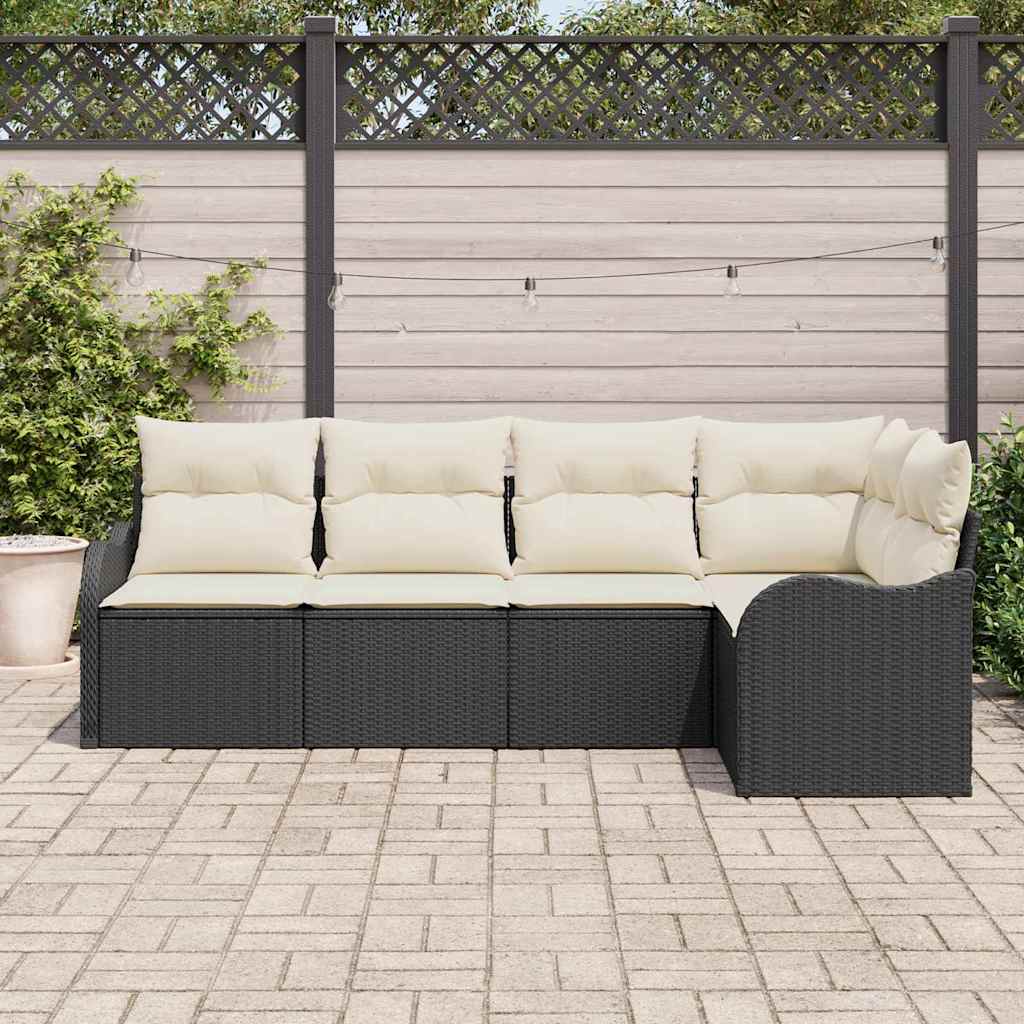 Gartensofa-set Schwarz Poly-Rattan