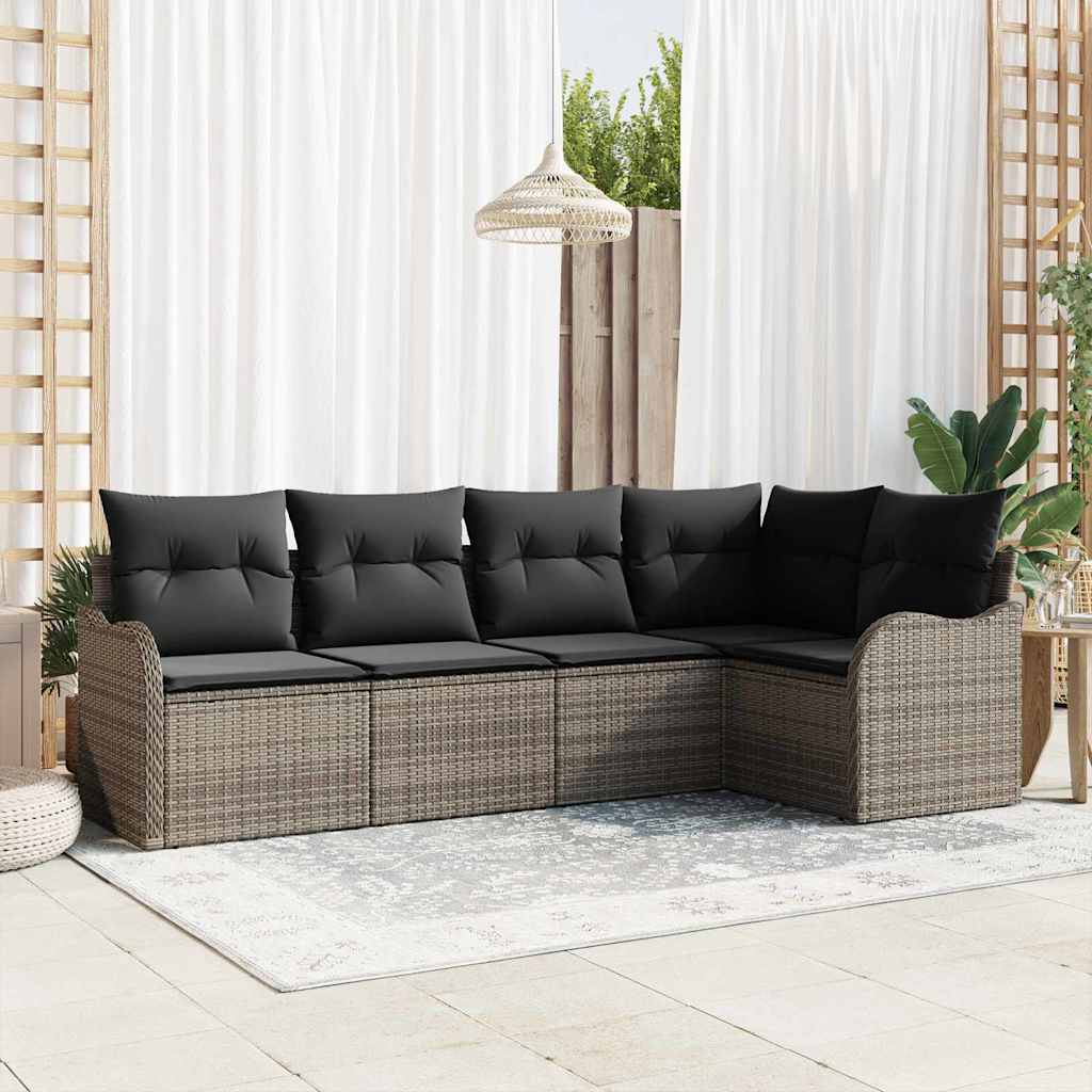 Gartensofa-set Schwarz Poly-Rattan
