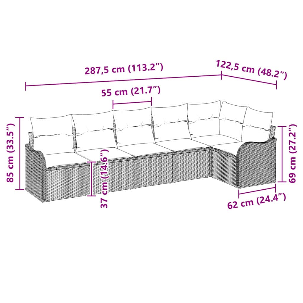 Gartensofa-set Schwarz Poly-Rattan