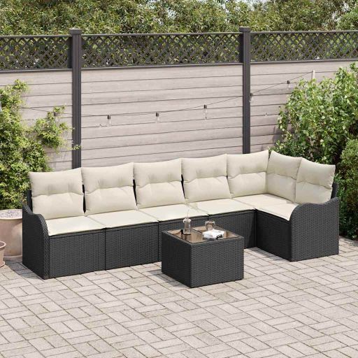 Gartensofa-set Schwarz Poly-Rattan