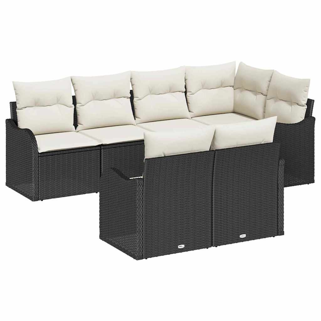 Gartensofa-set Schwarz Poly-Rattan