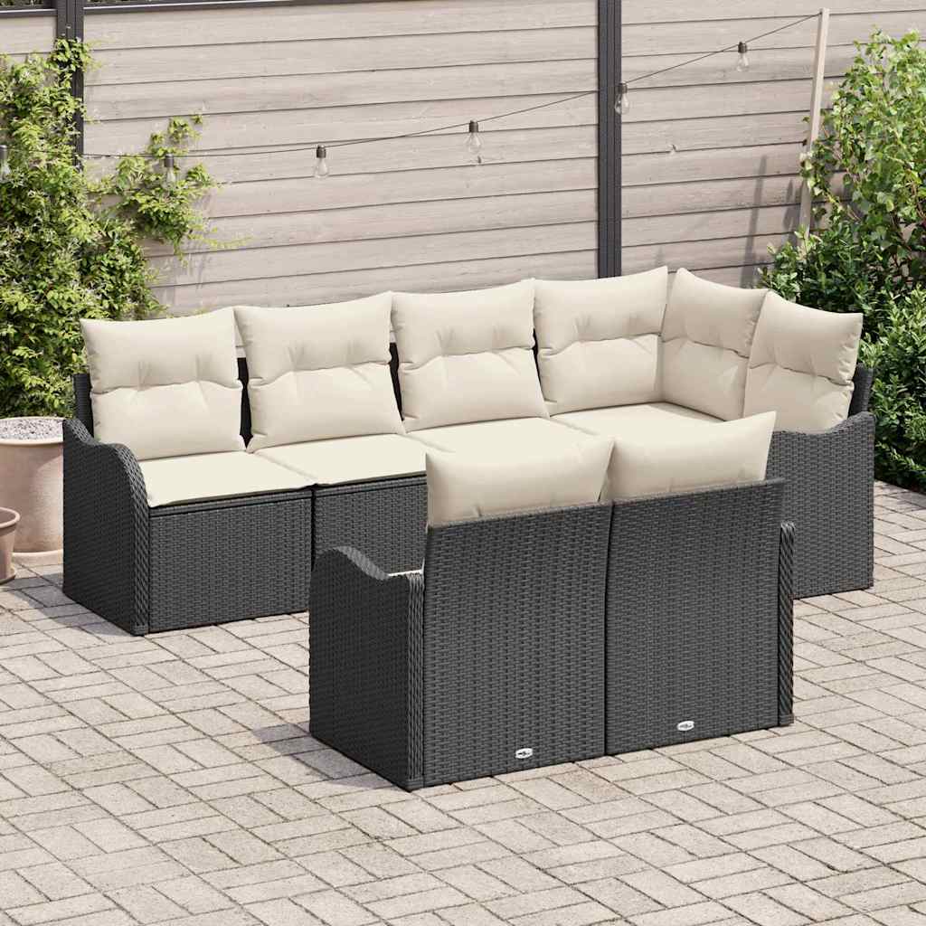 Gartensofa-set Schwarz Poly-Rattan