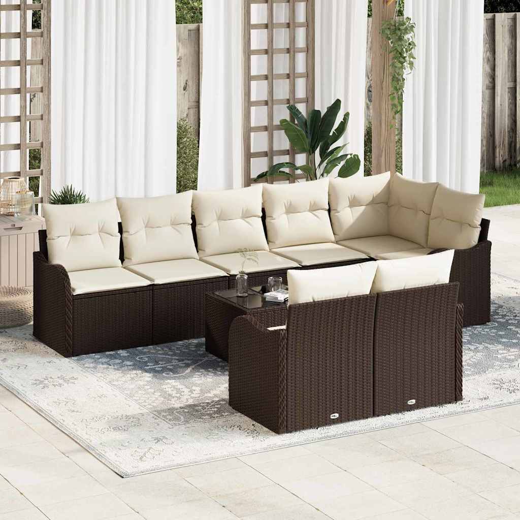 Gartensofa-set 8 pcs Schwarz Poly-Rattan