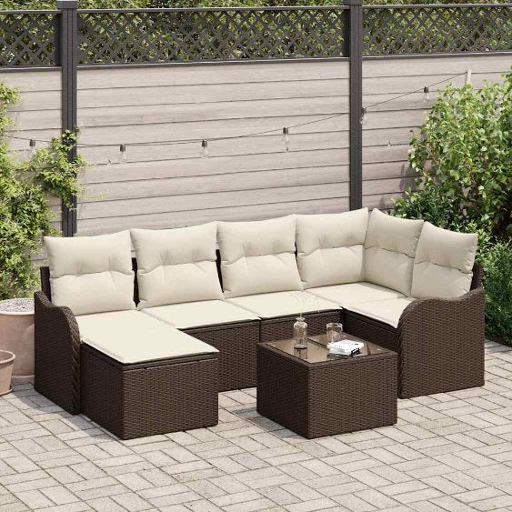 Gartensofa-set 6 pcs Schwarz Poly-Rattan