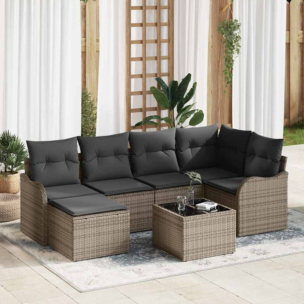 Gartensofa-set 6 pcs Schwarz Poly-Rattan