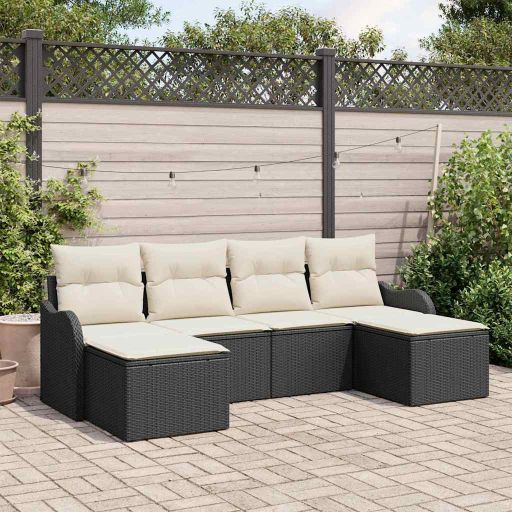 Gartensofa-set Schwarz Poly-Rattan