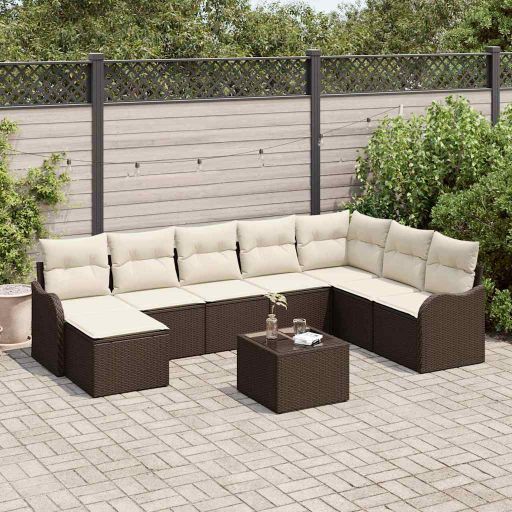 Gartensofa-set Schwarz Poly-Rattan