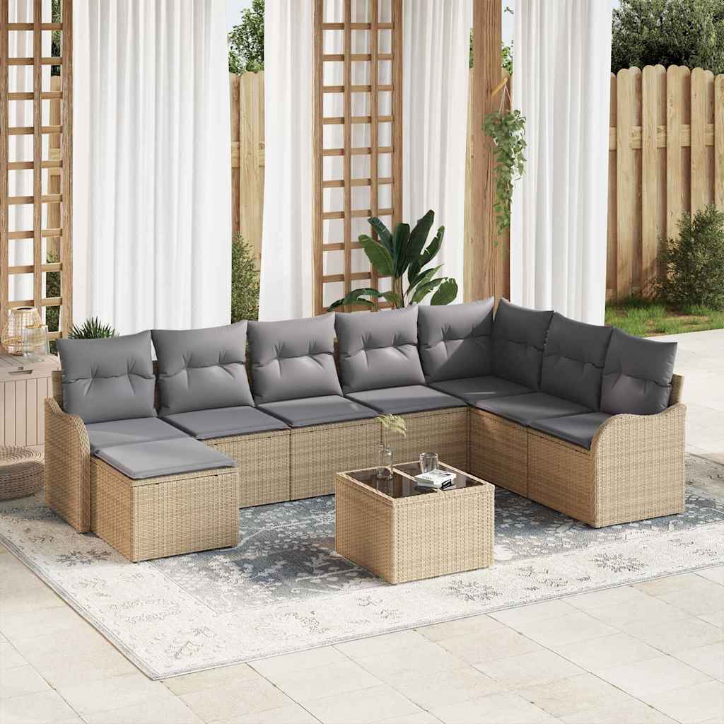 Gartensofa-set Schwarz Poly-Rattan