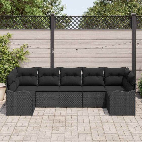 Gartensofa-set Schwarz Poly-Rattan