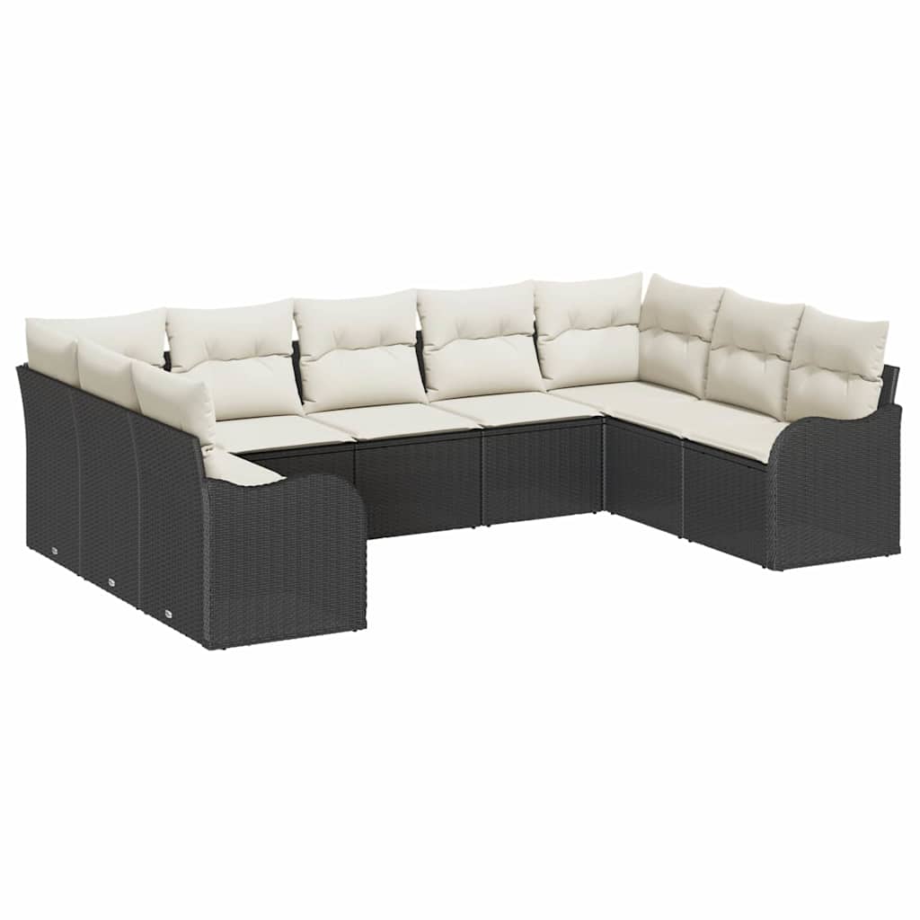 Gartensofa-set 9 pcs Schwarz Poly-Rattan