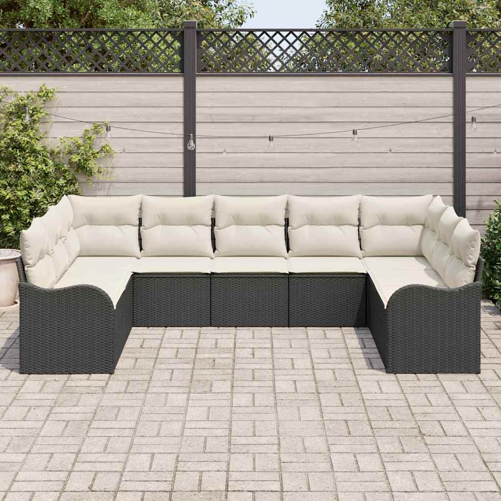 Gartensofa-set 9 pcs Schwarz Poly-Rattan