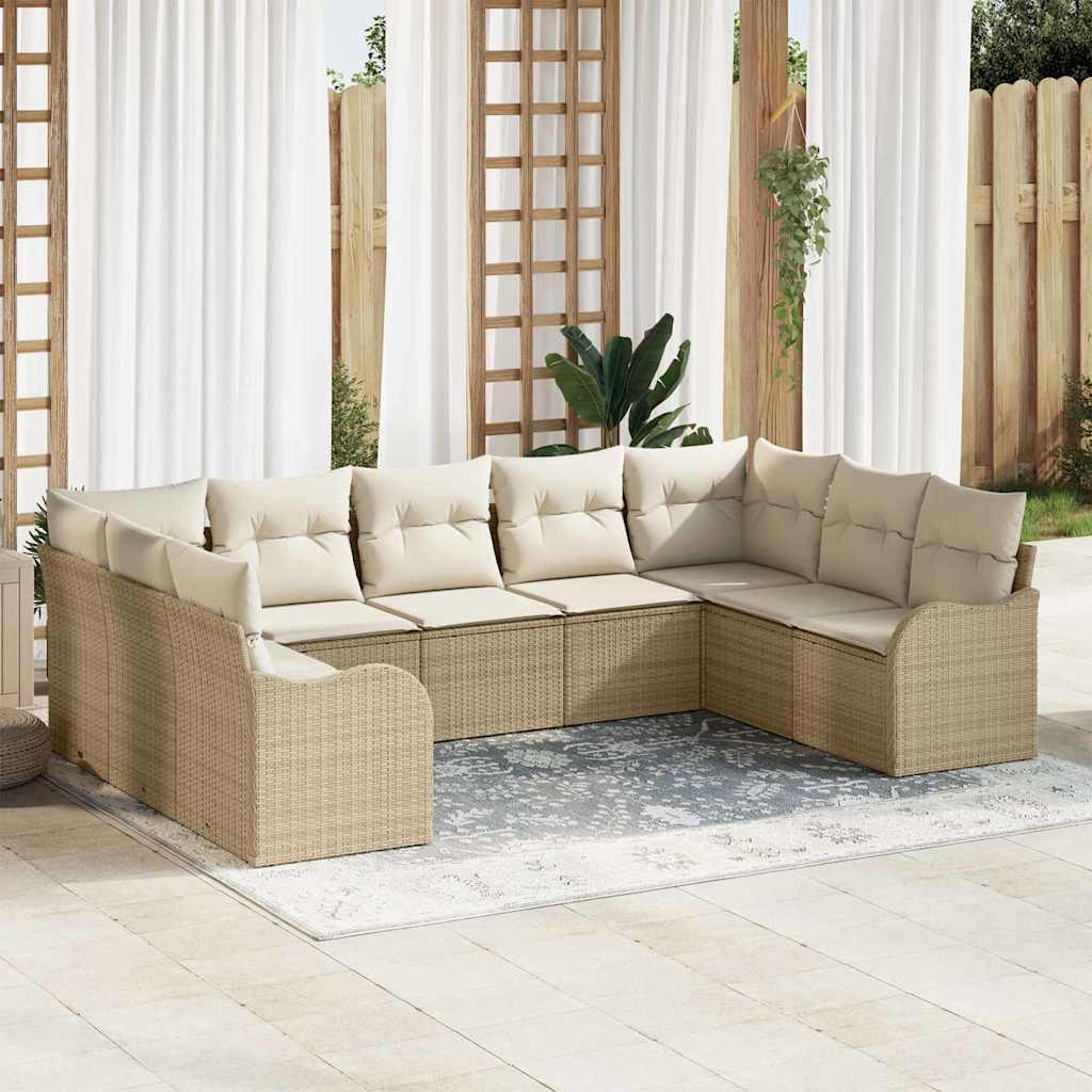 Gartensofa-set 9 pcs Schwarz Poly-Rattan