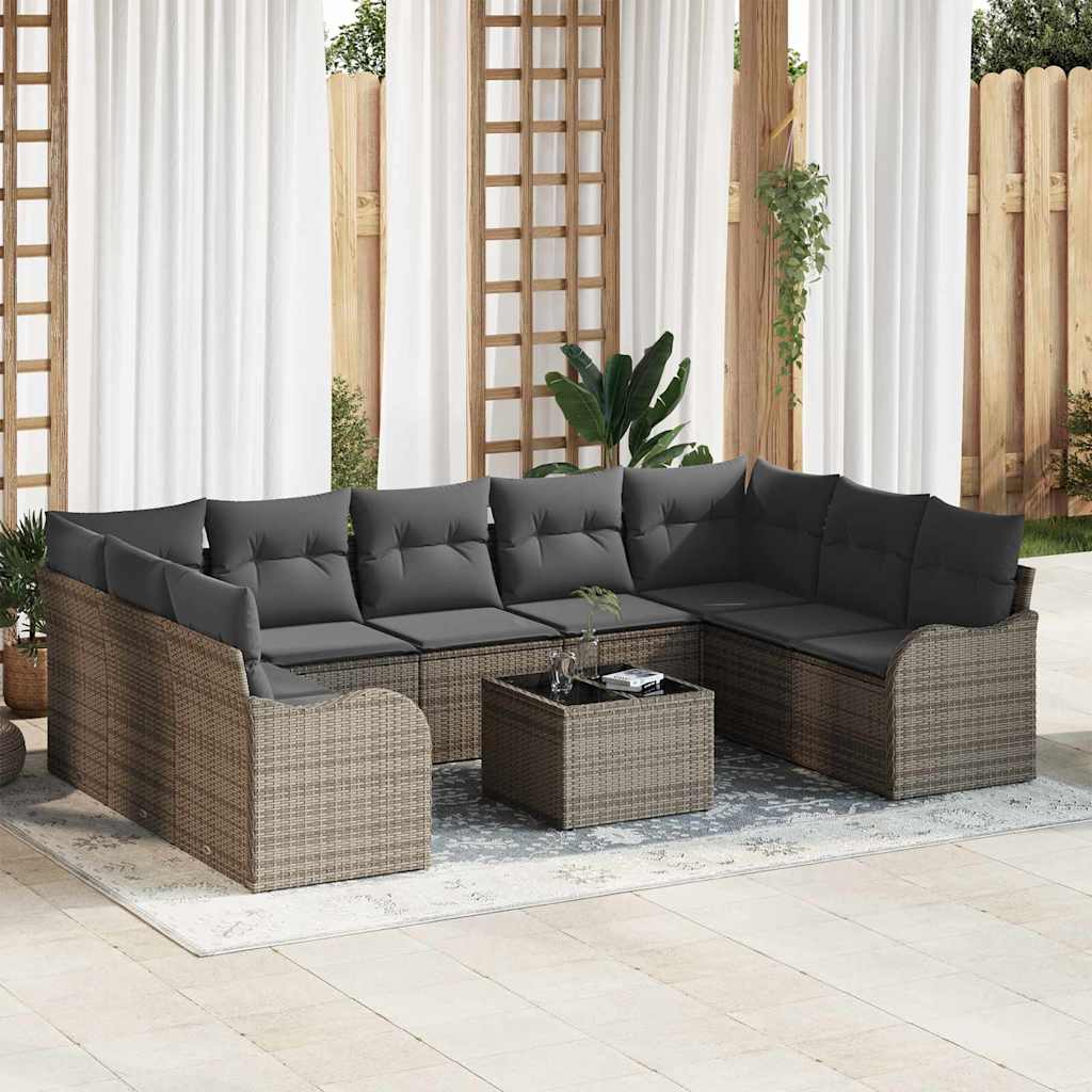 Gartensofa-set 9 pcs Schwarz Poly-Rattan