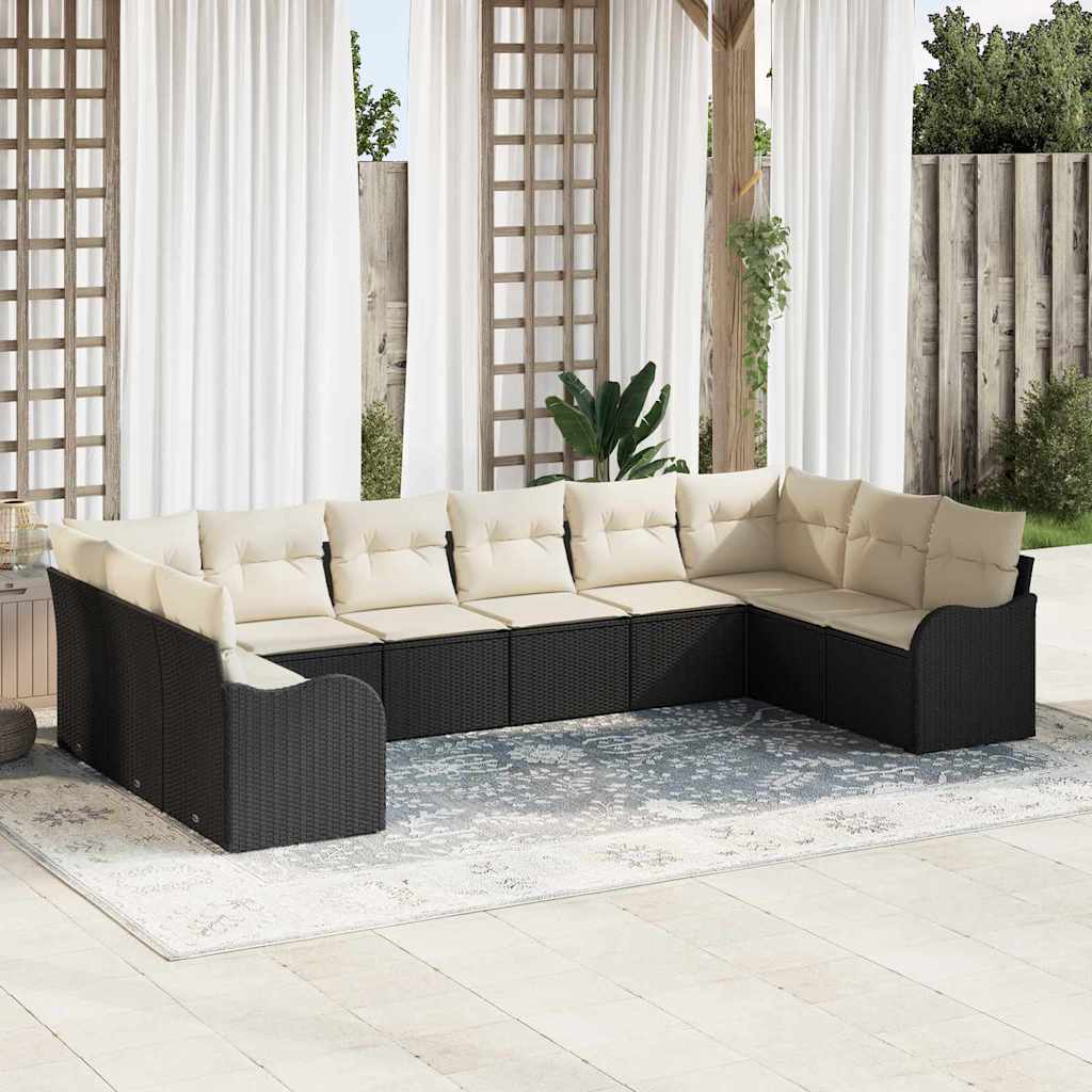 Gartensofa-set Schwarz Poly-Rattan