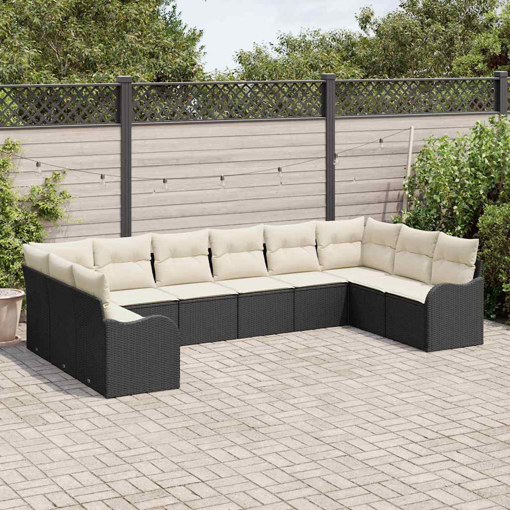 Gartensofa-set Schwarz Poly-Rattan