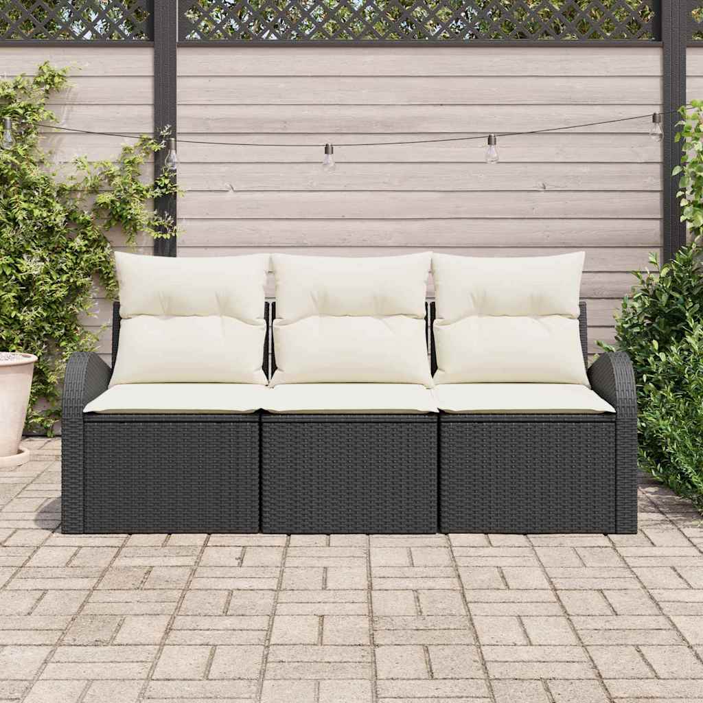 Gartensofa-set Schwarz Poly-Rattan