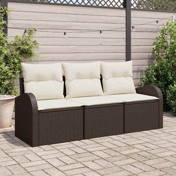 Gartensofa-set Schwarz Poly-Rattan