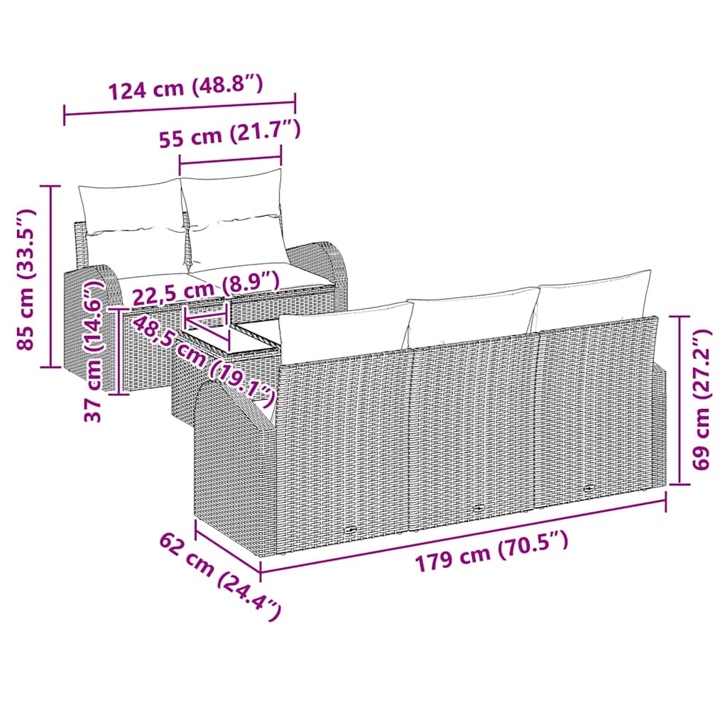 Gartensofa-set Schwarz 55 x 55 x 37 cm Poly-Rattan