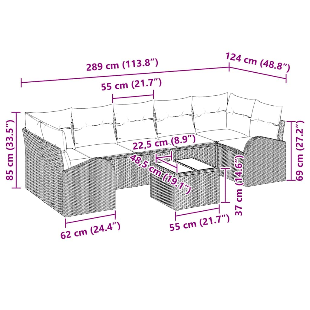 Gartensofa-set Schwarz 55 x 55 x 37 cm Poly-Rattan