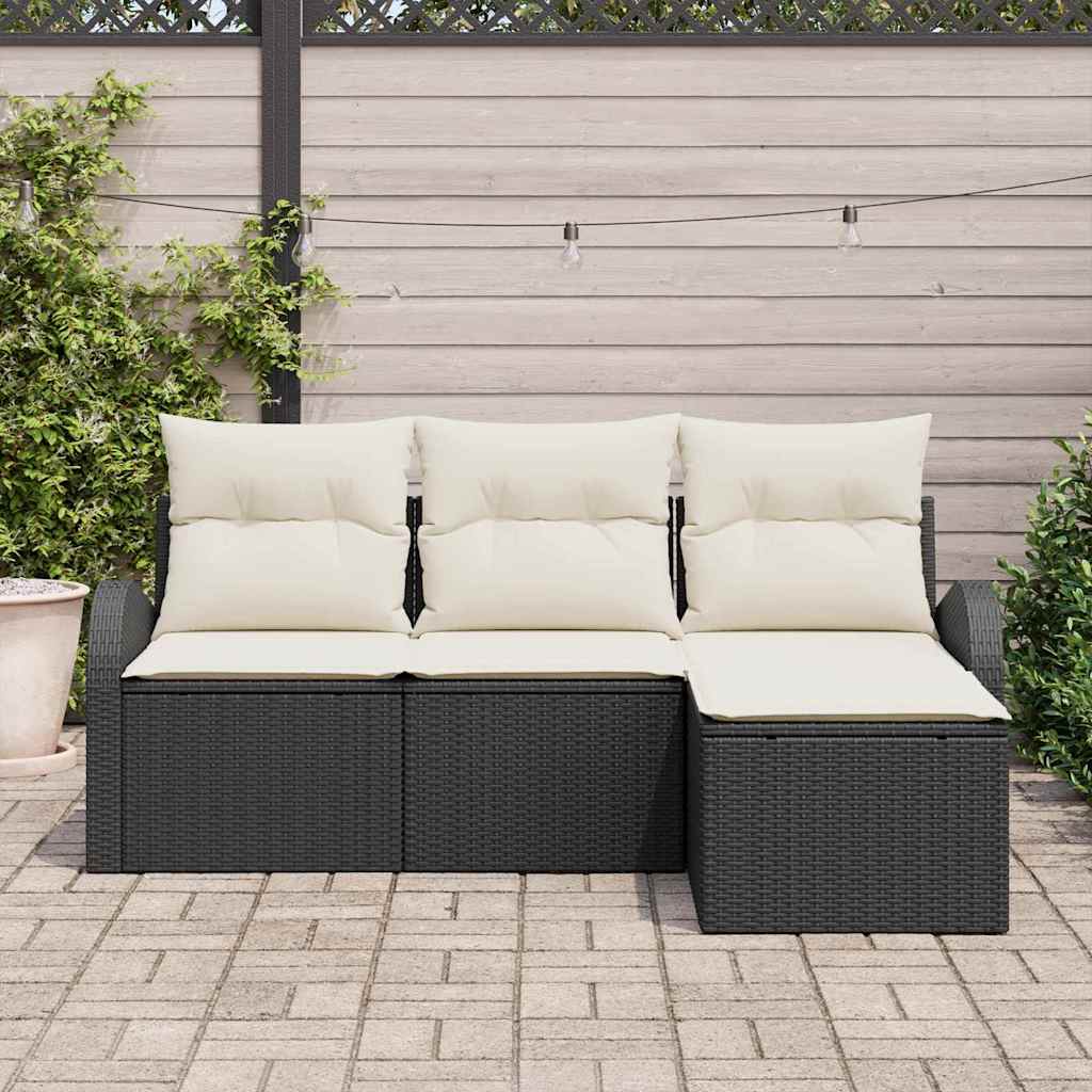 Gartensofa-set Schwarz Poly-Rattan