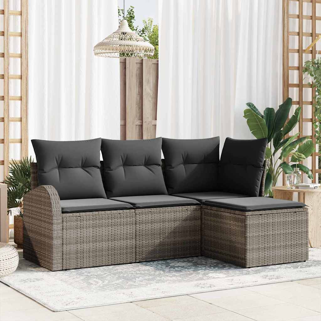 Gartensofa-set Schwarz Poly-Rattan
