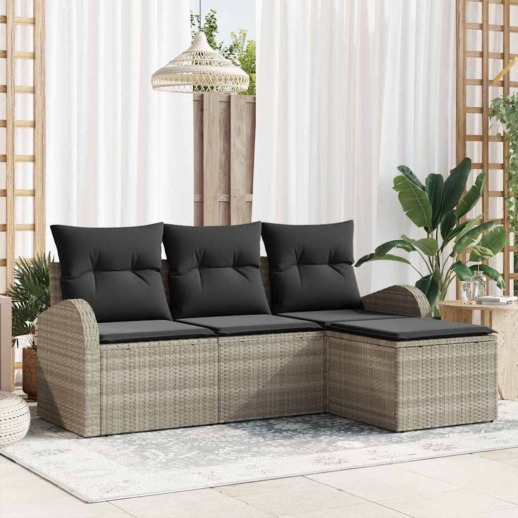 Gartensofa-set Schwarz Poly-Rattan