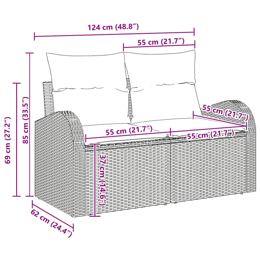 Gartensofa-set 5 pcs Schwarz Poly-Rattan