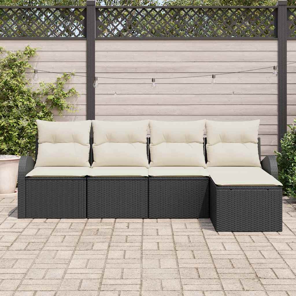 Gartensofa-set 5 pcs Schwarz Poly-Rattan