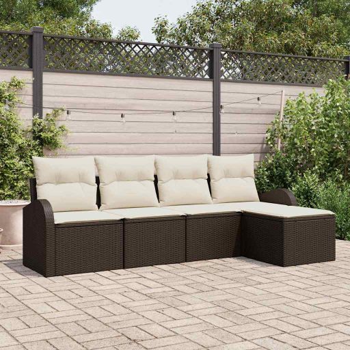 Gartensofa-set 5 pcs Schwarz Poly-Rattan