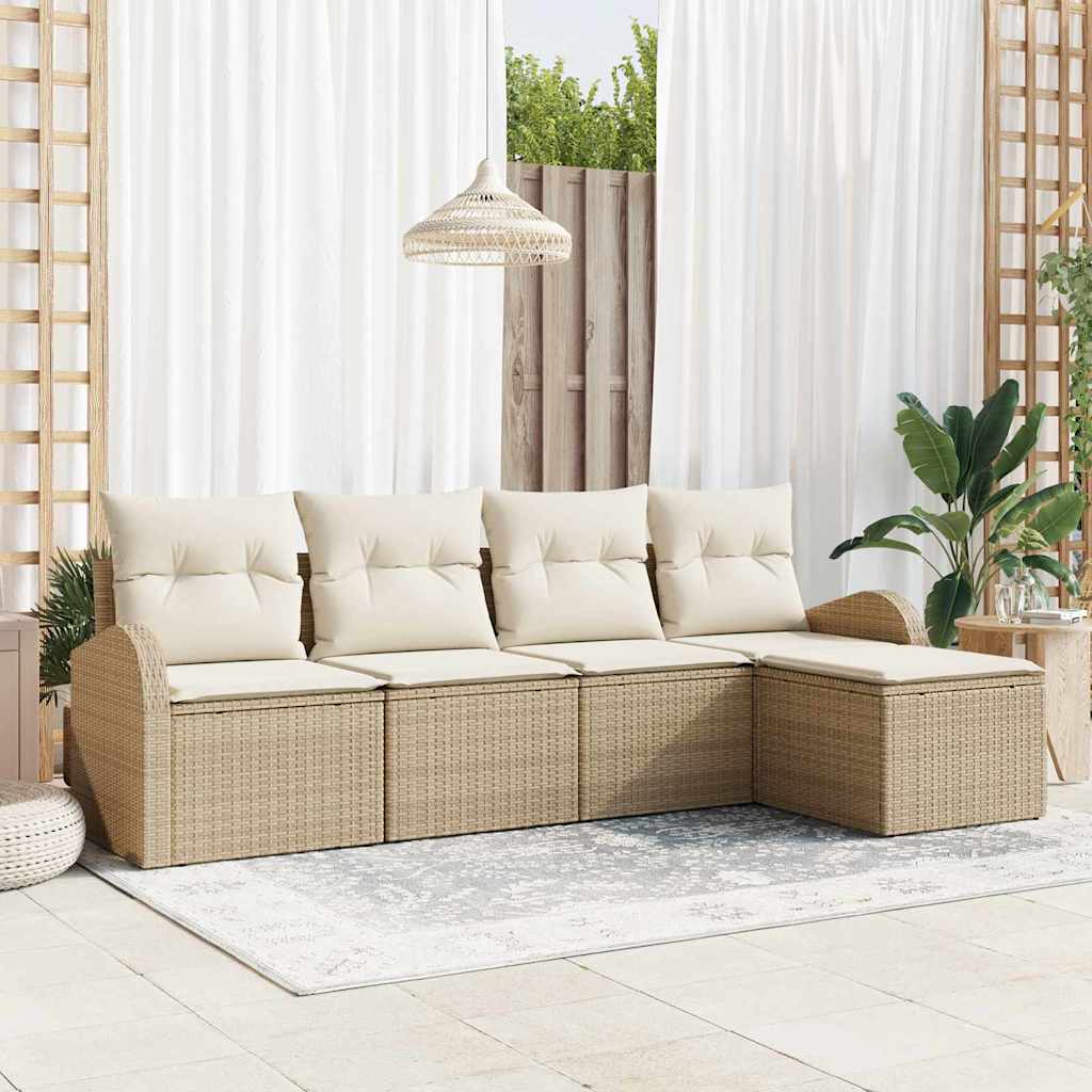 Gartensofa-set 5 pcs Schwarz Poly-Rattan