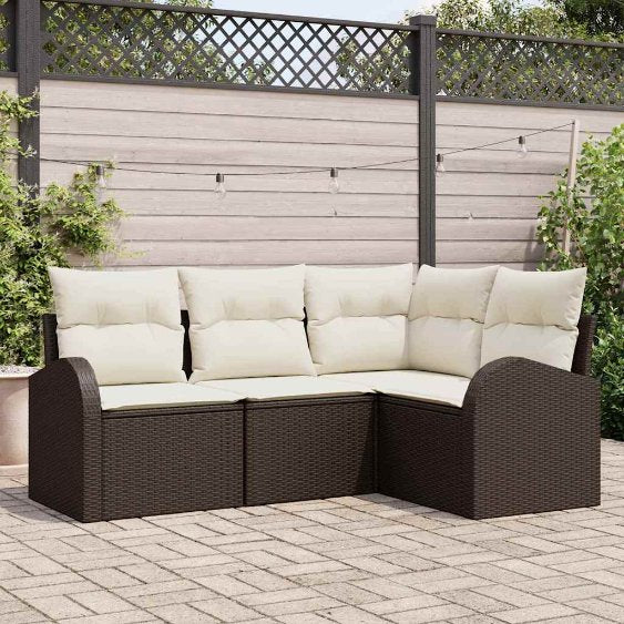 Gartensofa-set 4 pcs Schwarz Poly-Rattan