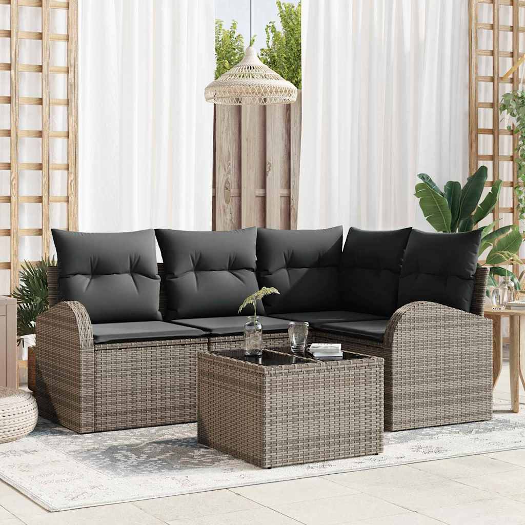 Gartensofa-set 4 pcs Schwarz Poly-Rattan