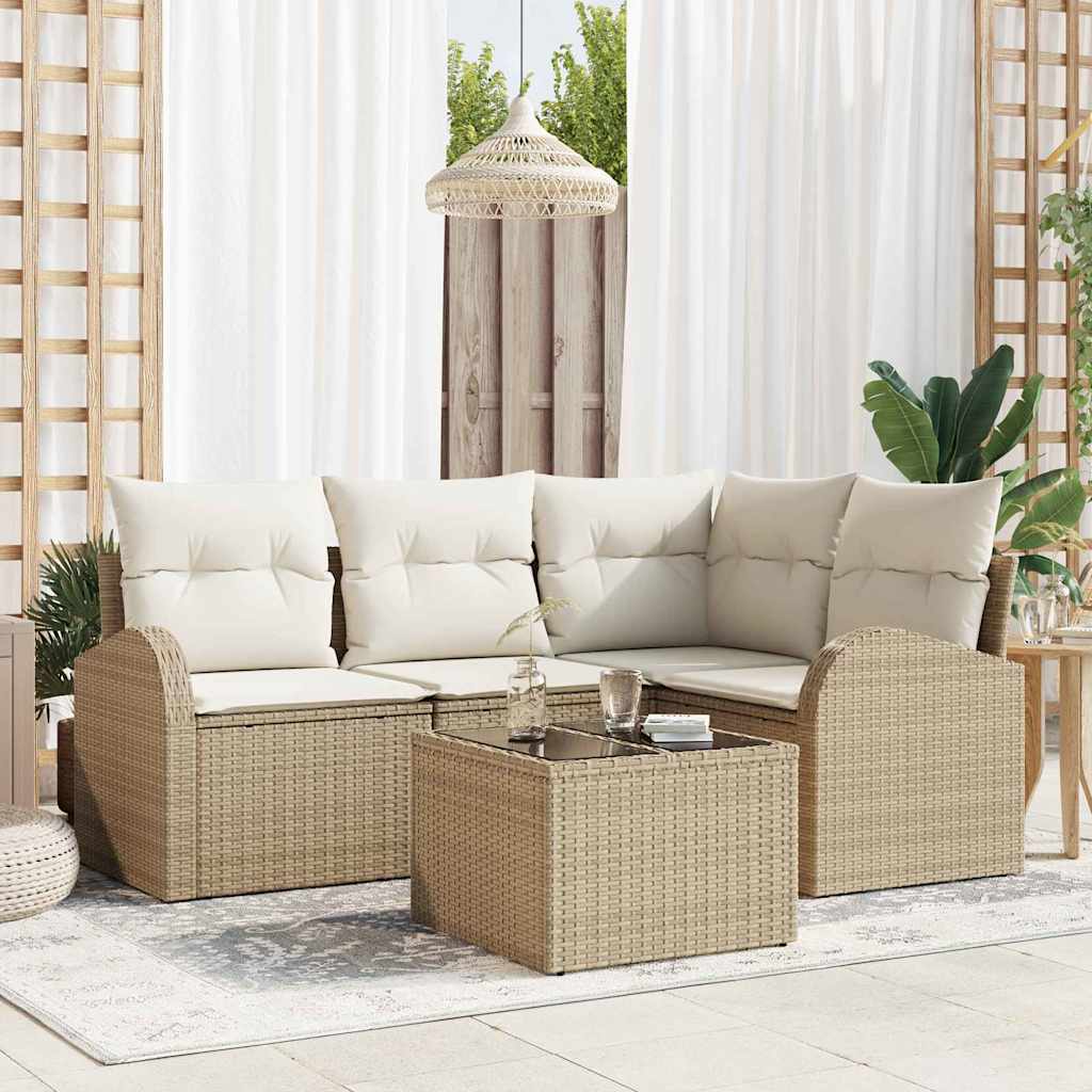 Gartensofa-set 4 pcs Schwarz Poly-Rattan