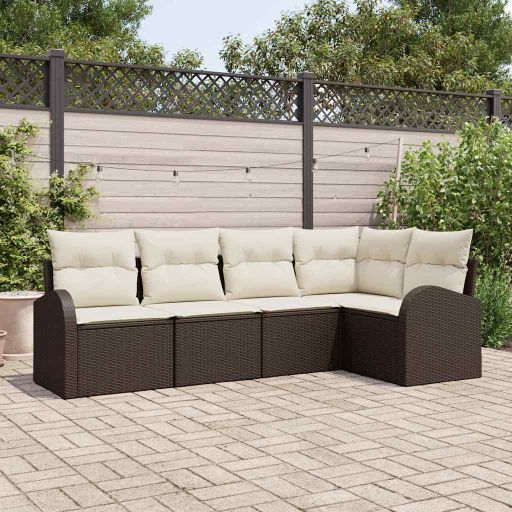 Sofa Set mit Kissen 5 pcs Schwarz Polyester