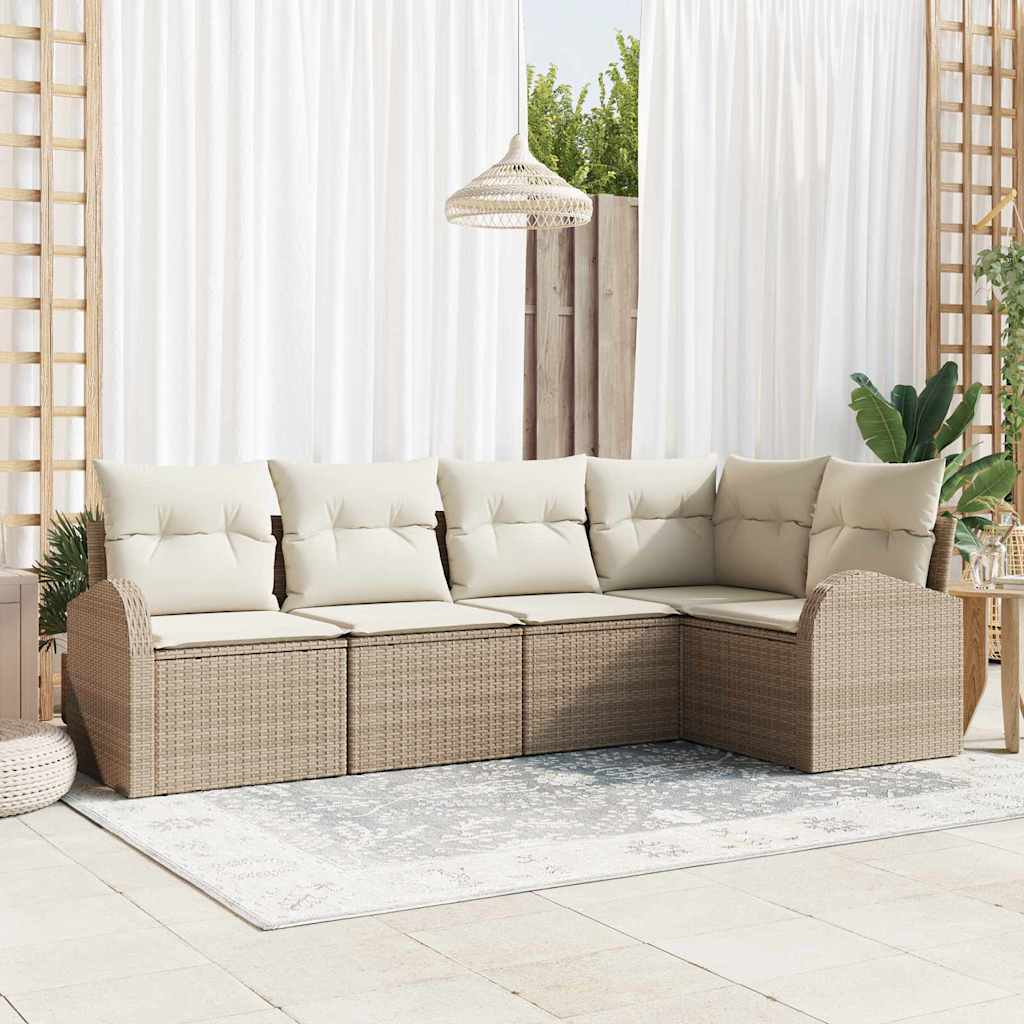 Sofa Set mit Kissen 5 pcs Schwarz Polyester