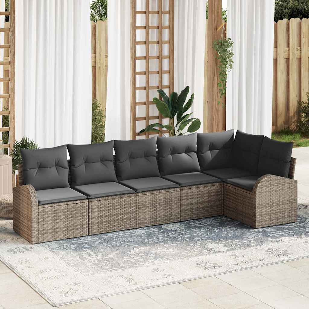 Gartensofa-set 6 pcs Schwarz Poly-Rattan