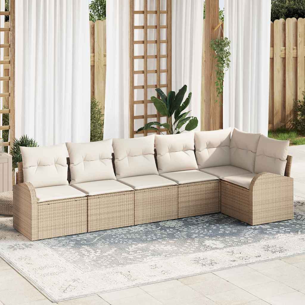 Gartensofa-set 6 pcs Schwarz Poly-Rattan